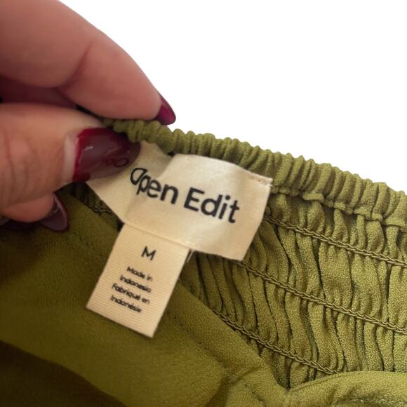 Open Edit Ruched Crop Top Olive Size Medium - Picture 5 of 5
